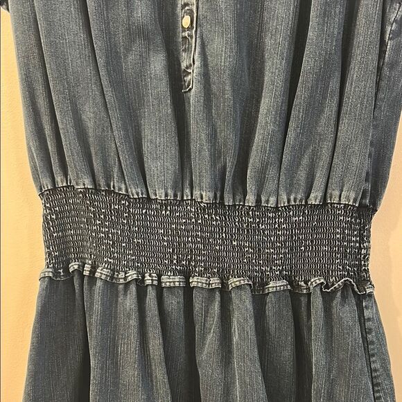Rails Ruffled Denim Dress, Size Large - Picture 4 of 10